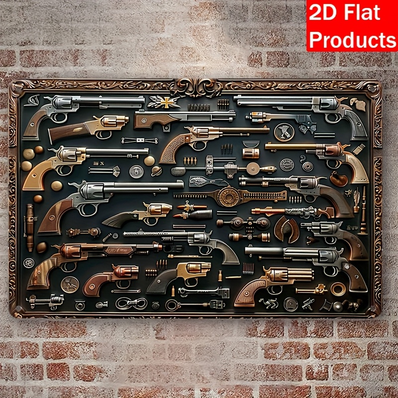 Vintage Collectible Guns - [Placa Decorativa Metálica] Placa Decorativa y
