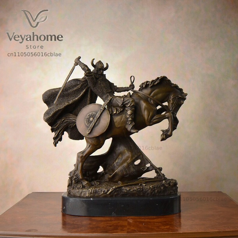 Vintage Collectible Marbles - Estatua de Guerrero Medieval a Caballo
