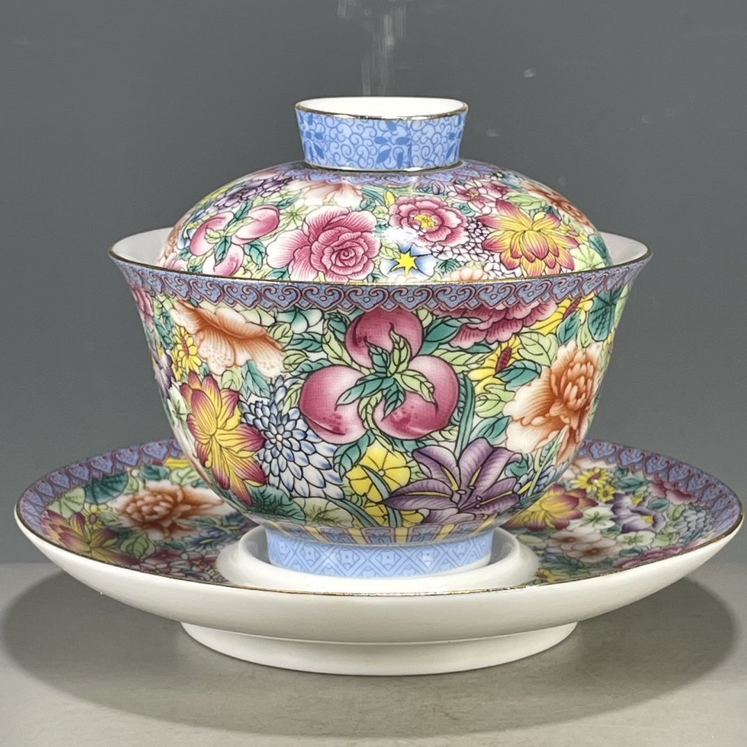 Vintage Collectible Pottery - Gaiwan Chino Vintage de 3 Piezas,