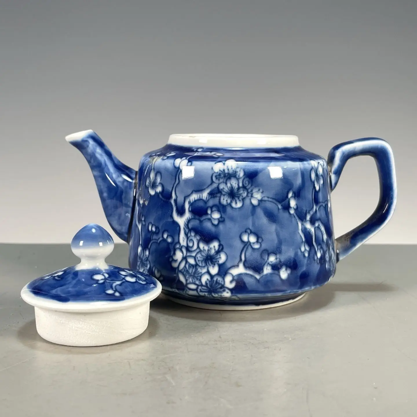 Tetera de Porcelana Plana Azul - Vintage Collectible Pottery reseña y precio